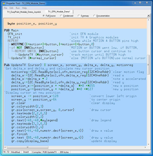Figure 7: Software to drive the OFN.